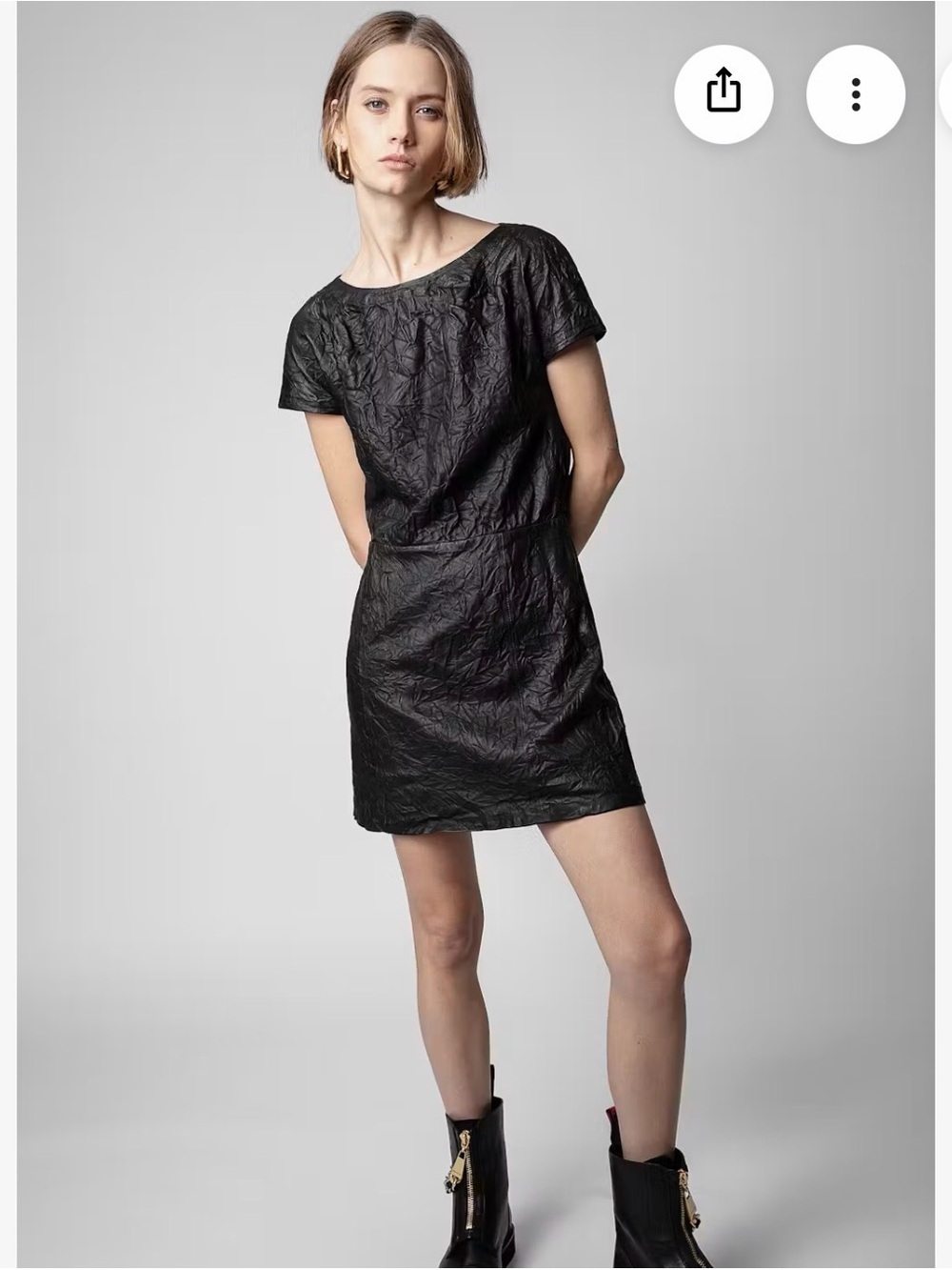 Zadig & Voltaire Rexa Froisse Crinkle Leather Dress